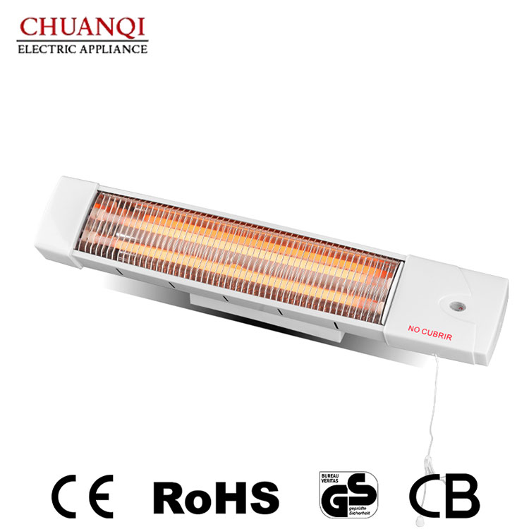 1200W 2 Tabung Quartz Wall Mount Heater Kanthi Tarik Cord Ngalih